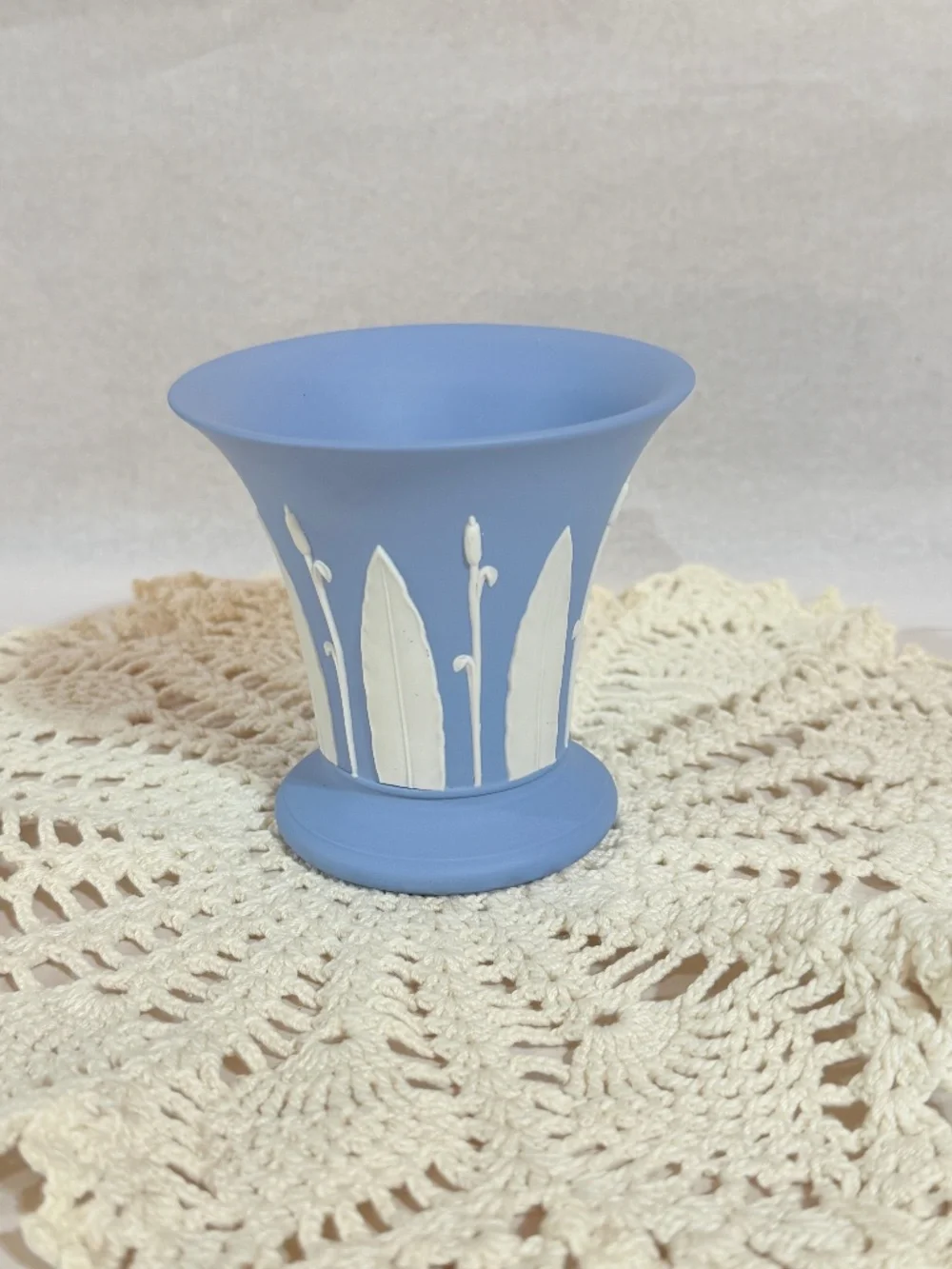 Wedgwood Blue Jasperware Vintage Trumpet Vase